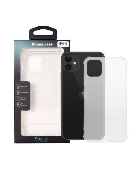 Husa Iphone 11 Spacer, grosime 1.5mm, protectie suplimentara antisoc la colturi, material flexibil TPU, transparenta "SPPC-AP-IP