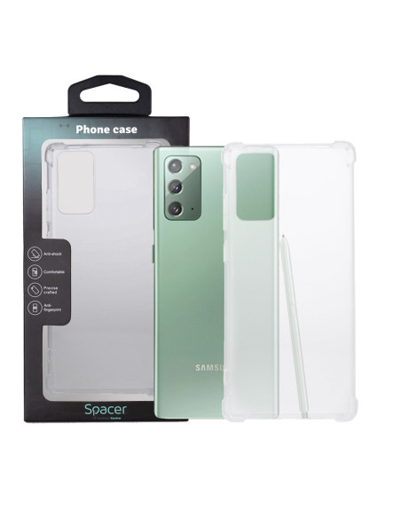 Husa Samsung Galaxy Note 20 Spacer, transparenta, grosime 1.5mm, protectie suplimentara antisoc la colturi, material flexibil TP
