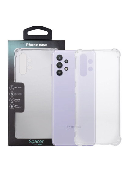Husa Samsung Galaxy A32 4G Spacer, transparenta, grosime 1.5mm, protectie suplimentara antisoc la colturi, material flexibil TPU