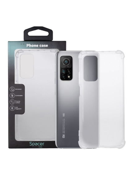 Husa Xiaomi Mi 10T 5G Spacer, transparenta, grosime 1.5mm, protectie suplimentara antisoc la colturi, material flexibil TPU "SPP