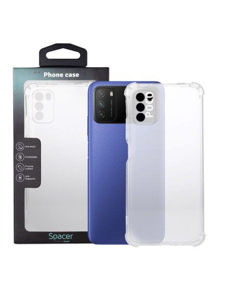 Husa Xiaomi Pocophone M3 Spacer, transparenta, grosime 1.5mm, protectie suplimentara antisoc la colturi, material flexibil TPU "