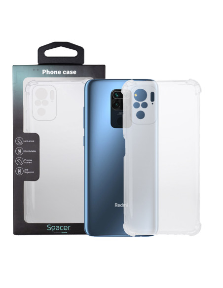 Husa Xiaomi Redmi Note 10 S Spacer, transparenta, grosime 1.5mm, protectie suplimentara antisoc la colturi, material flexibil TP