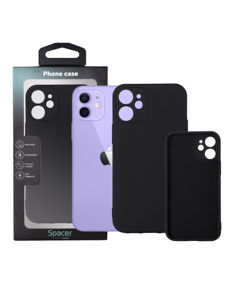 Husa Iphone 12 Mini Spacer, grosime 2mm, material flexibil silicon + interior cu microfibra, negru "SPPC-AP-IP12M-SLK"