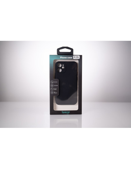 Husa Iphone 12 Mini Spacer, grosime 2mm, material flexibil silicon + interior cu microfibra, negru "SPPC-AP-IP12M-SLK"