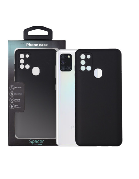 Husa Samsung Galaxy A21S Spacer, negru, grosime 2mm, material flexibil silicon + interior cu microfibra "SPPC-SM-GX-A21S-SLK"