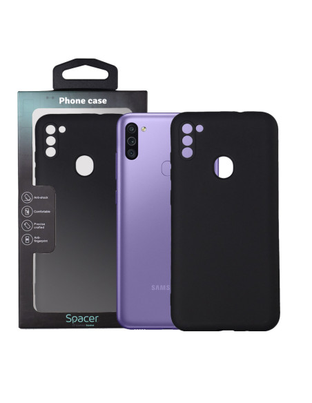 Husa Samsung Galaxy M11 Spacer, negru, grosime 2mm, material flexibil silicon + interior cu microfibra "SPPC-SM-GX-M11-SLK"