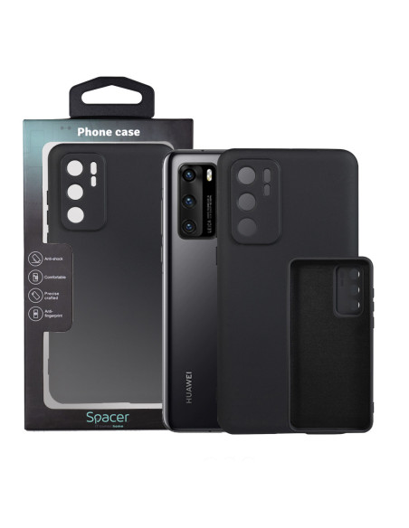 Husa Huawei telefon P 40, negru, tip back cover, material flexibil silicon + interior cu microfibra, "SPPC-HU-P-40-SLK"