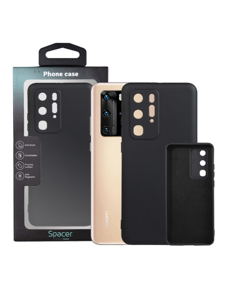 Husa Huawei telefon P 40 Pro, negru, tip back cover, material flexibil silicon + interior cu microfibra, "SPPC-HU-P-40P-SLK"