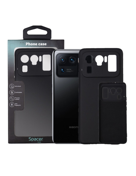 Husa Xiaomi Mi 11 Ultra 5G Spacer, negru, grosime 2mm, material flexibil silicon + interior cu microfibra "SPPC-XI-MI-11U5G-SLK"