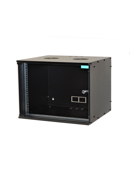 CABINET 19" SPACER 4U 515x450mm, fixare pe perete, Flatpack (dezasamblat), Black, usa sticla cu blocare, otel 1.5mm, sarcina max