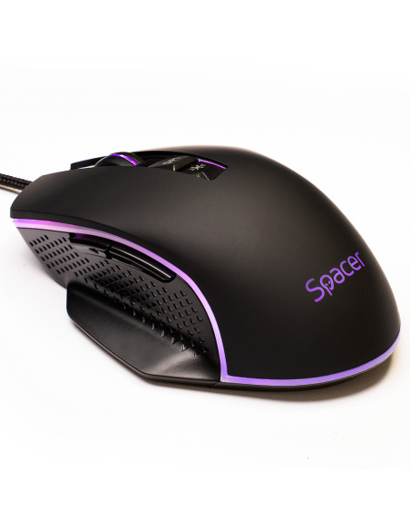 MOUSE Spacer - gaming, gaming, cu fir, USB, optic, 8.000 DPI, butoane/scroll 7/1, iluminare RGB, negru, "SPGM-PULSAR-SPEED"