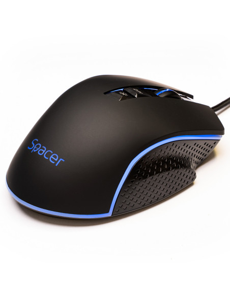 MOUSE Spacer - gaming, gaming, cu fir, USB, optic, 8.000 DPI, butoane/scroll 7/1, iluminare RGB, negru, "SPGM-PULSAR-SPEED"