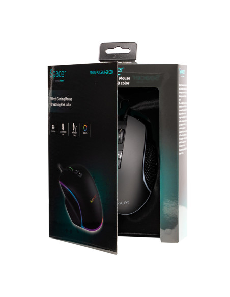 MOUSE Spacer - gaming, gaming, cu fir, USB, optic, 8.000 DPI, butoane/scroll 7/1, iluminare RGB, negru, "SPGM-PULSAR-SPEED"