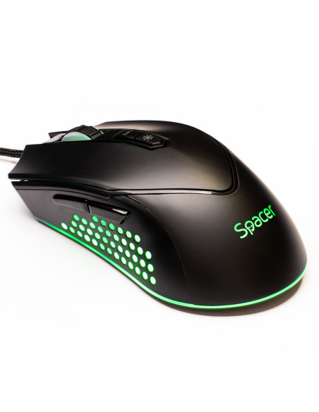 MOUSE Spacer - gaming, gaming, cu fir, USB, optic, 12.000 dpi, butoane/scroll 7/1, iluminare RGB, negru, "SPGM-ALIEN-NOVA"