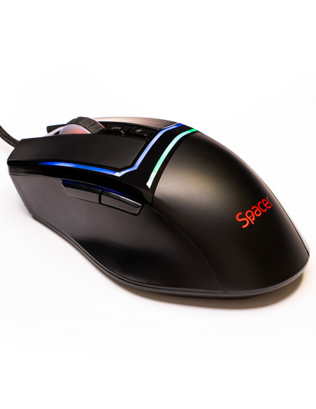 MOUSE Spacer - gaming, gaming, cu fir, USB, optic, 12.000 dpi, butoane/scroll 7/1, iluminare RGB, negru, "SPGM-ALIEN-PRO"