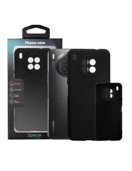 Husa Huawei telefon Nova 8i, negru, tip back cover, material flexibil silicon + interior cu microfibra, "SPPC-HU-N8i-SLK"
