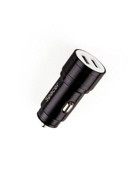ALIMENTATOR auto SPACER Fast Charge 17W 5V/3.1A max, putere totala 17W, 2 x USB, pt. bricheta auto, black, "SPCC-DUO-02"