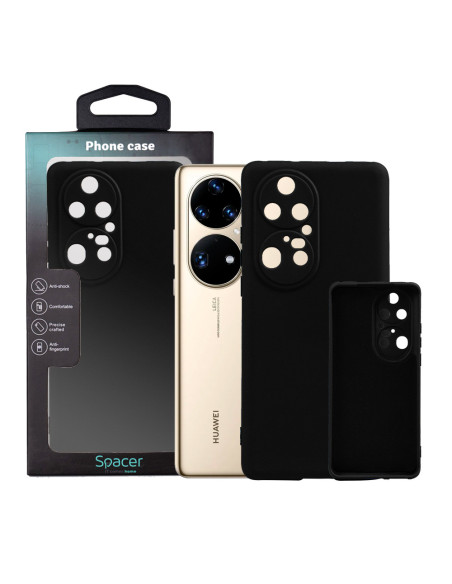 Husa Huawei telefon P 50 Pro, negru, tip back cover, material flexibil silicon + interior cu microfibra, "SPPC-HU-P-50P-SLK"