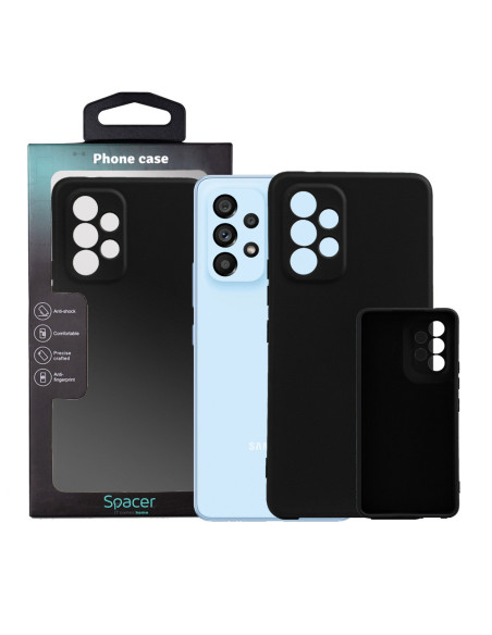 Husa Samsung Galaxy A53 Spacer, negru, grosime 2mm, material flexibil silicon + interior cu microfibra "SPPC-SM-GX-A53-SLK"