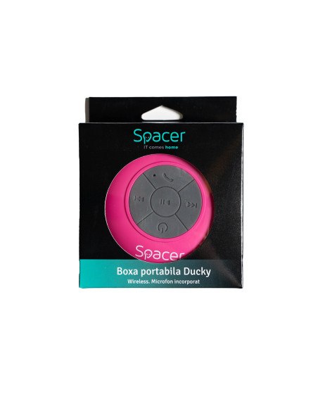 BOXA SPACER portabila bluetooth, DUCKY-PNK, RMS: 3W, control volum, acumulator 300mAh, microfon incorporat, timp de funct. pana