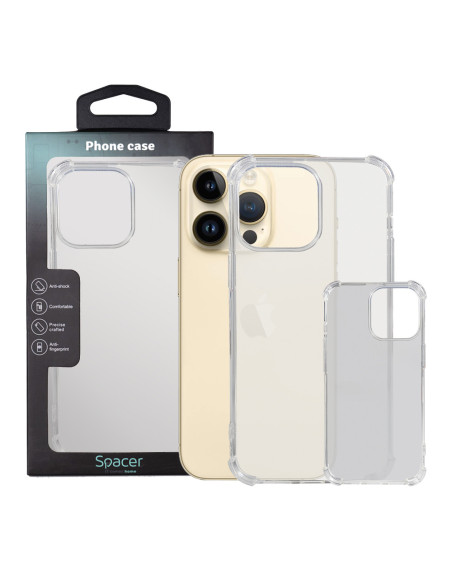 Husa Iphone 14 Pro Max Spacer, grosime 1.5mm, protectie suplimentara antisoc la colturi, material flexibil TPU, transparenta "SP