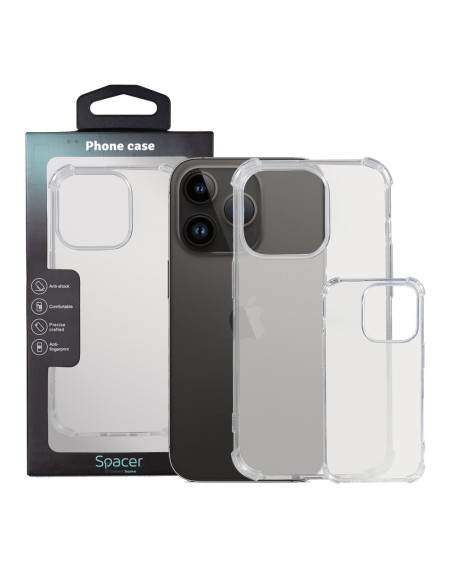 Husa Iphone 14 Pro Spacer, grosime 1.5mm, protectie suplimentara antisoc la colturi, material flexibil TPU, transparenta "SPPC-A