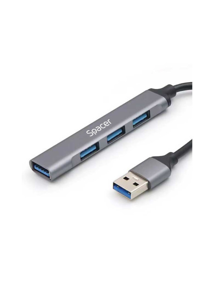 HUB extern SPACER, porturi USB:USB 3.0 X 1, USB 2.0 x 3, conectare prin USB 3.0, cablu 1m, aluminiu, , "SPHB-USB-4U-01"