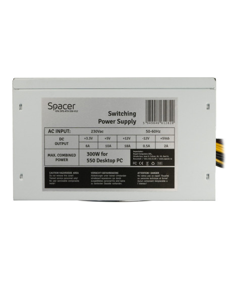 SURSA SPACER 550, 300W for 550 Desktop PC, fan 120mm, Switch ON/OFF "SPS-ATX-550-V12",