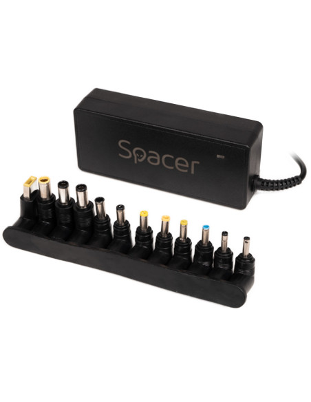 ALIMENTATOR Notebook Universal AC-DC, SPACER, 90W comutare automata tensiune - compatibil cu majoritatea NB, 12 tipuri de mufe,