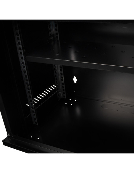 CABINET 19" SPACER 9U 500x400mm, fixare pe perete, Flatpack (dezasamblat), Black, usa sticla cu blocare, panouri detasabile, ote
