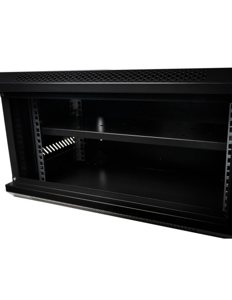 CABINET 19" SPACER 6U 500x450mm, fixare pe perete, Flatpack (dezasamblat), Black, usa sticla cu blocare, panouri detasabile, ote