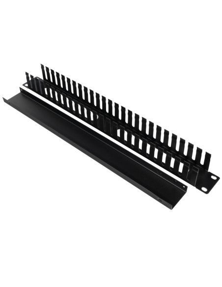 PANOU gestionare cabluri SPACER, tip masca orizontala perforata, 19 inch, 1U, 1mm, negru, "SPCM-1U-BK-02"