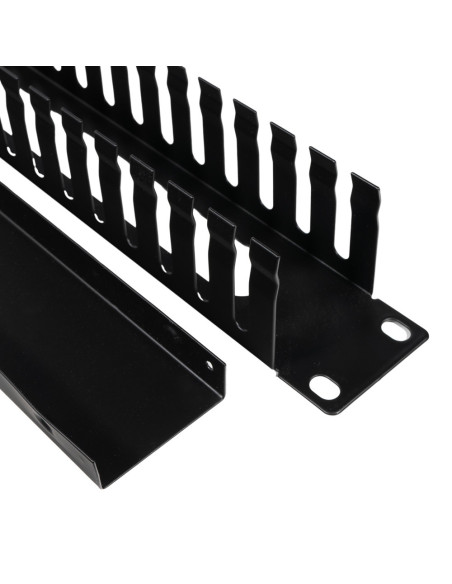 PANOU gestionare cabluri SPACER, tip masca orizontala perforata, 19 inch, 1U, 1mm, negru, "SPCM-1U-BK-02"