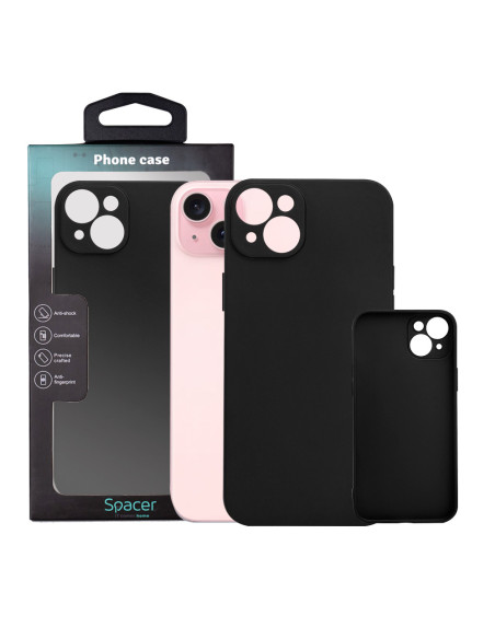 Husa Iphone 15 Plus Spacer, grosime 1.5mm, material flexibil TPU, negru "SPPC-AP-IP15PL-TPU"