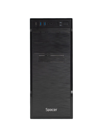 CARCASA SPACER - office, Middle Tower, ATX, "APOLLO", 500 (250W for 500 Desktop PC), USB 3.0 x 2, USB Type C x 1, HD Audio, blac