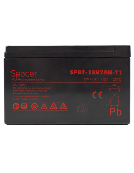 ACUMULATOR UPS SPACER 12V / 7Ah, dimensiuni: 151x66x96mm, inaltime+terminal: 102mm, terminal F1(T1), pt. sisteme de securitate,