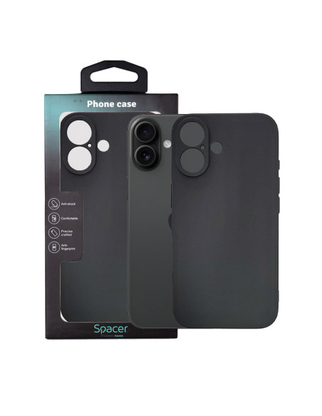 Husa Iphone 16 Spacer, grosime 1.5mm, material flexibil TPU, negru "SPPC-AP-IP16-TPU"