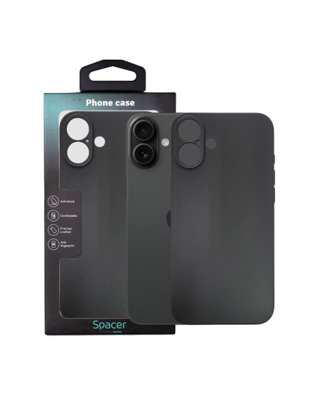 Husa Iphone 16 Plus Spacer, grosime 1.5mm, material flexibil TPU, negru "SPPC-AP-IP16PL-TPU"