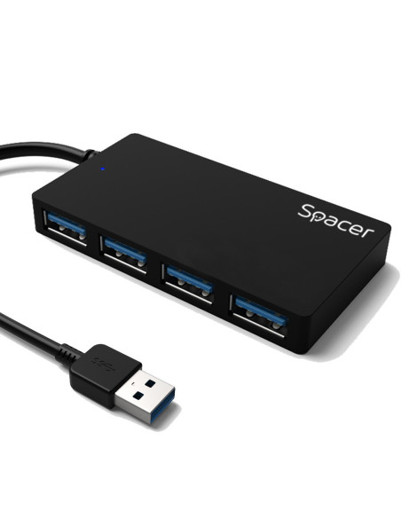 HUB extern SPACER, porturi USB: USB 3.0 x 4, conectare prin USB 3.0, cablu 15cm lungime, (incl. TV 0.8Lei), "SPHB-USB-4U30-03"