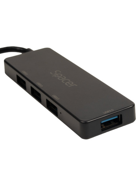 HUB extern SPACER, porturi USB:USB 3.0 X 4, 5V in (Type-C), conectare prin TYPE-C, cablu 15cm, ABS, , "SPHB-TYPEC-4U30-09"