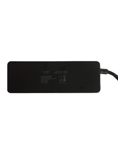 HUB extern SPACER, porturi USB:USB 3.0 X 4, 5V in (Type-C), conectare prin TYPE-C, cablu 15cm, ABS, , "SPHB-TYPEC-4U30-09"