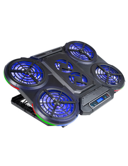 STAND SPACER notebook 17" Gaming, grila ABS, 4x10cm LED fan 1400RPM, 2x7cm LED fan 2400RPM, 6 niv. Turatie , 7 trepte inaltime,