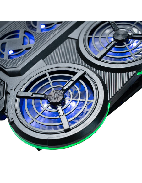 STAND SPACER notebook 17" Gaming, grila ABS, 4x10cm LED fan 1400RPM, 2x7cm LED fan 2400RPM, 6 niv. Turatie , 7 trepte inaltime,
