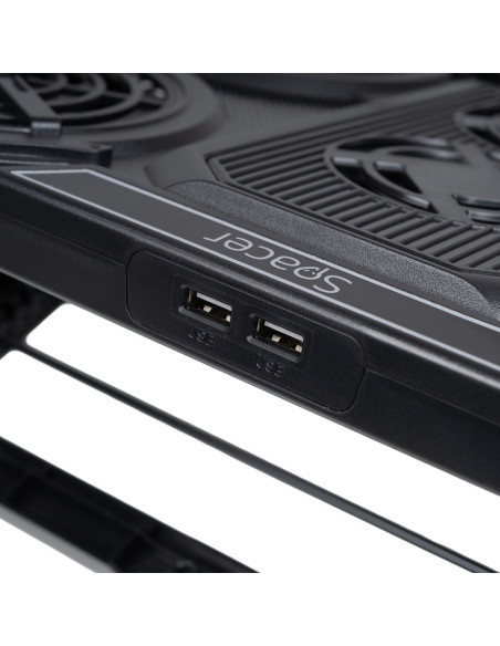 STAND SPACER notebook 17" Gaming, grila ABS, 4x10cm LED fan 1400RPM, 2x7cm LED fan 2400RPM, 6 niv. Turatie , 7 trepte inaltime,
