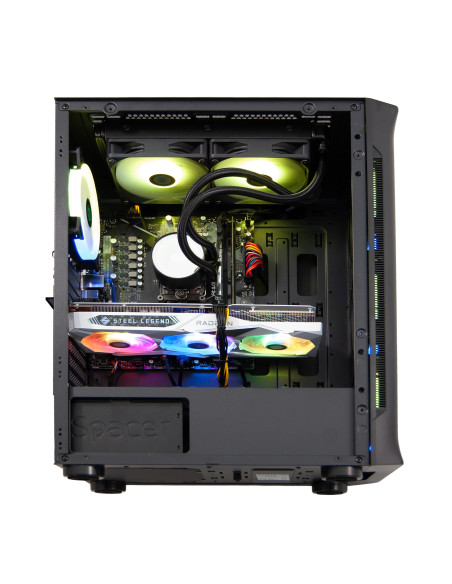 Sistem Desktop PC Gaming Spacer Unbreakable R5, AMD Ryzen 5 7400, 16GB DDR5, 1TB SSD, RX7600 8GB, No Os, Negru," SPACER-Unbreaka