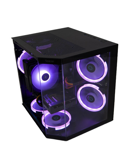 Sistem Desktop PC Gaming Spacer Gladiator i5, Intel i5-12400F, 16GB DDR4, 512GB SSD, Intel ARC B570 10GB, No Os, Negru, "SPACER-