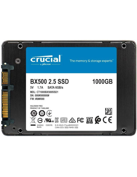 SSD CRUCIAL, BX500, 1 TB, 2.5 inch, S-ATA 3, 3D Nand, R/W: 540/500 MB/s, "CT1000BX500SSD1"