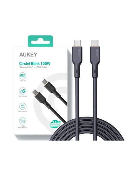 Cablu alimentare si date Aukey, USB Type-C (T) la USB Type-C (T), 1.8m, 480 Mbps, 100W, silicon, negru, "LLTSN1040023" -68932378