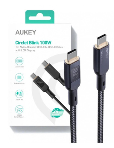 Cablu alimentare si date Aukey, USB Type-C (T)...