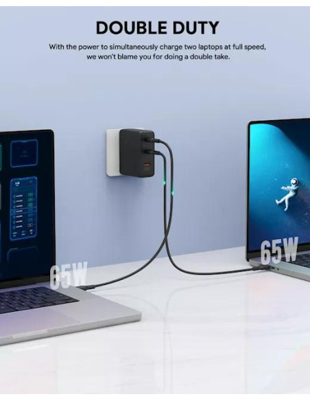 Alimentator retea Aukey, PA-B7O BK, 140W, fast charge, 2 x USB-C, 1 x USB-A, negru, "EU001-LLTSEUN1041556" - 689323785780
